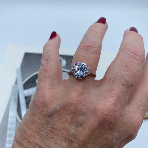 Stainless Steel Round Solitaire CZ Ring Engagement Ring - Picture 4 of 6